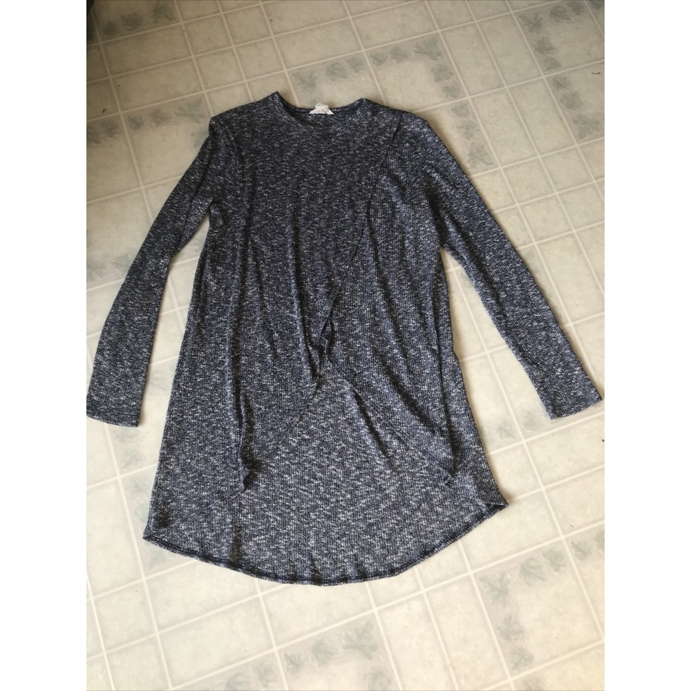 Caslon Blue Marled Long Sleeve Tunic  Wrap Style Cotton Blend‎ Small
